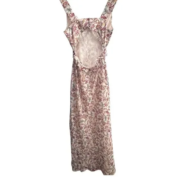 Jessica Simpson Floral Dress XS Boho Open Back Ruffle Hoco Bridgerton Regency